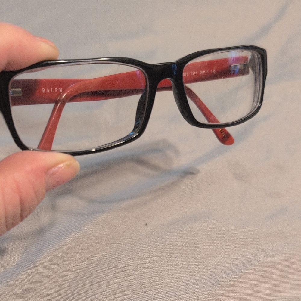 Ralph Lauren Black Frame Glasses with Red Accents